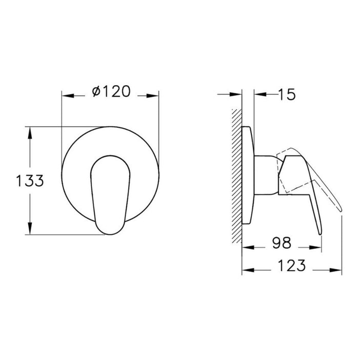 VitrA Flow Round Wall Mounted Shower Valve - Chrome - Unbeatable Bathrooms