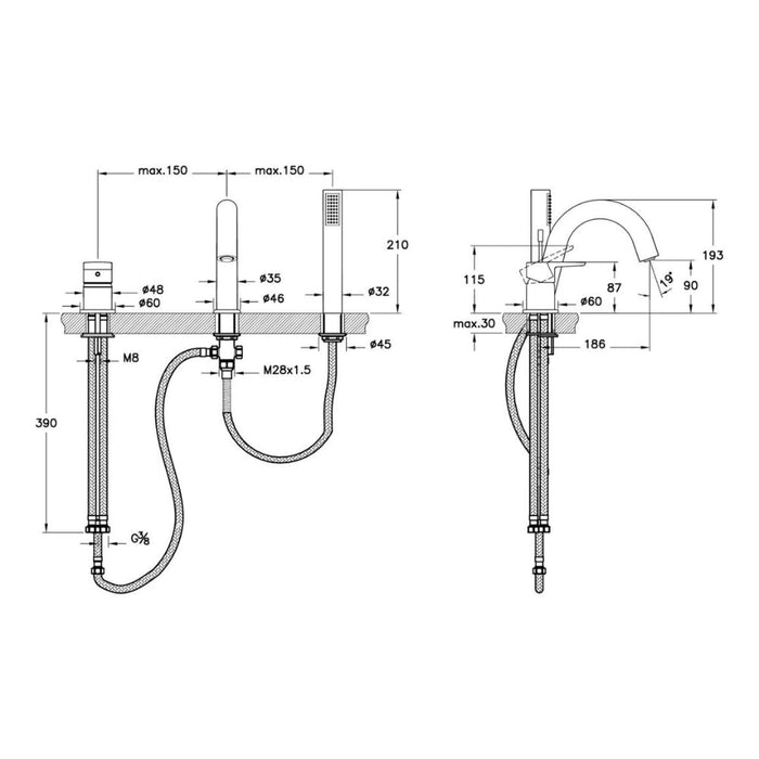 VitrA Flow Soft 3-Hole Bath/Shower Mixer - Unbeatable Bathrooms