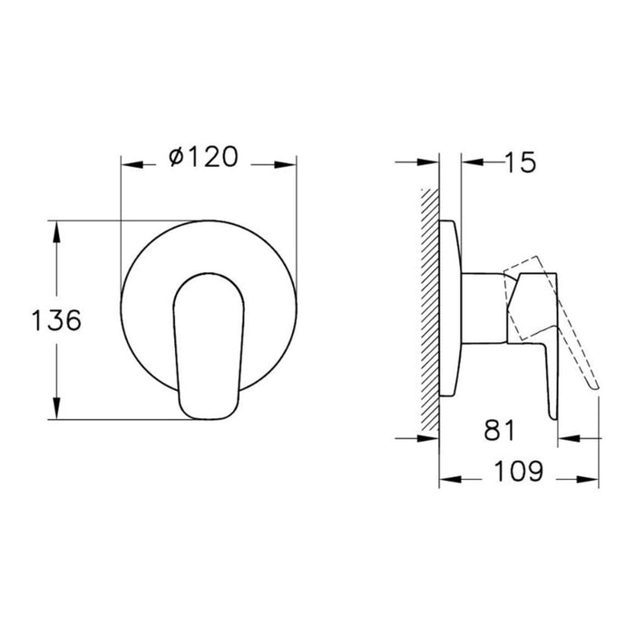 VitrA Flow Soft Integrated Shower Mixer Valve - Unbeatable Bathrooms