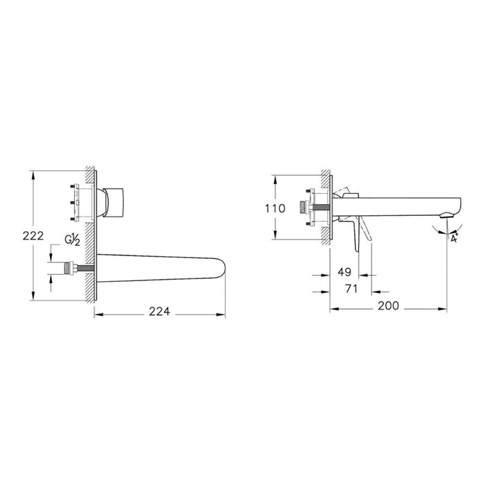 VitrA Flow Soft Wall Mounted Basin Mixer - Unbeatable Bathrooms