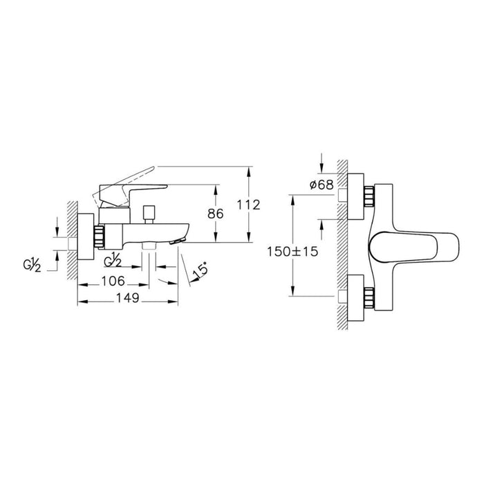 VitrA Flow Soft Wall Mounted Bath/Shower Mixer - Unbeatable Bathrooms