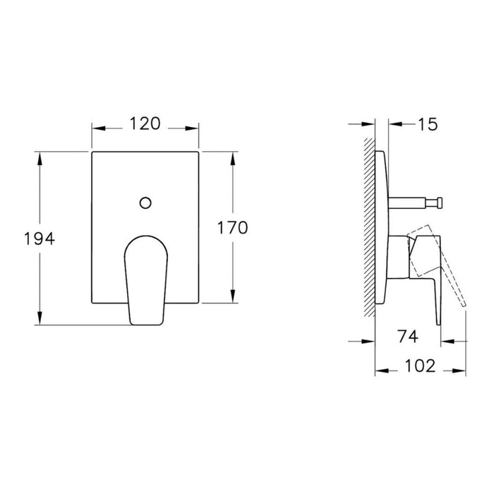 VitrA Flow Square Integrated Bath Mixer Valve - Unbeatable Bathrooms