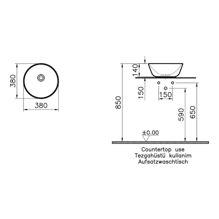 VitrA Geo Basin (No Overflow) - White - Unbeatable Bathrooms