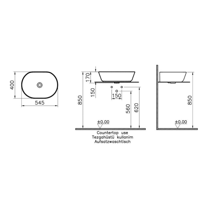 VitrA Geo Basin (No Overflow) - White - Unbeatable Bathrooms