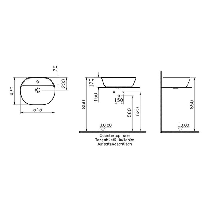 VitrA Geo Basin (No Overflow) - White - Unbeatable Bathrooms