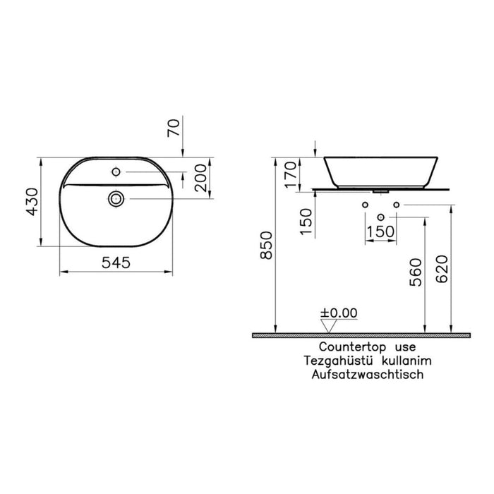 VitrA Geo Basin (No Overflow) - White - Unbeatable Bathrooms