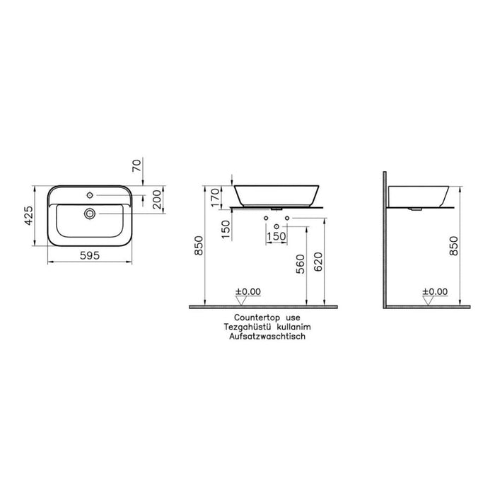 VitrA Geo Basin with Overflow - White - Unbeatable Bathrooms