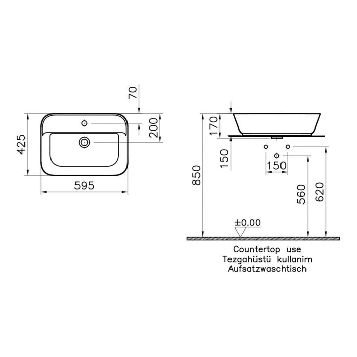 VitrA Geo Basin with Overflow - White - Unbeatable Bathrooms