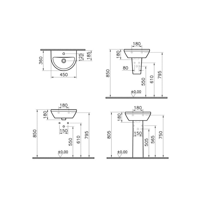 VitrA Integra 1TH Basin with Overflow - White - Unbeatable Bathrooms