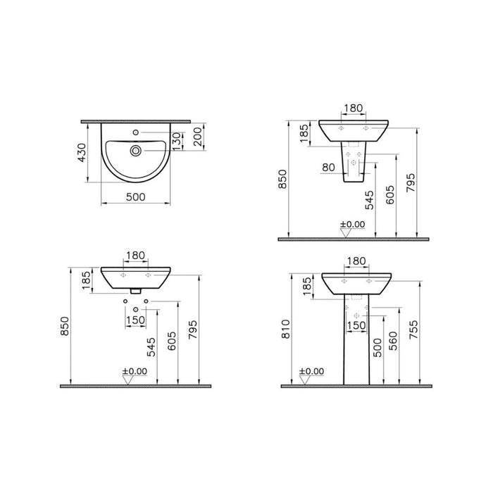 VitrA Integra 1TH Basin with Overflow - White - Unbeatable Bathrooms