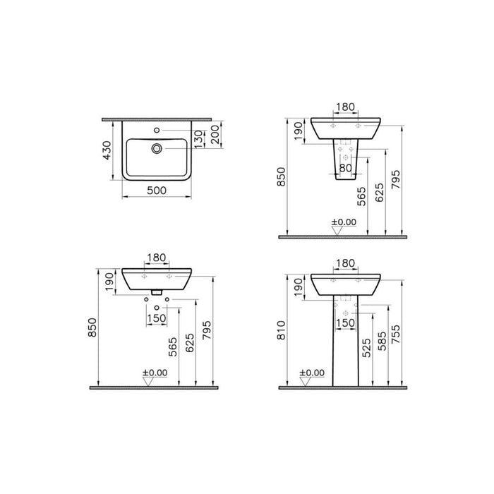 VitrA Integra 1TH Basin with Overflow - White - Unbeatable Bathrooms
