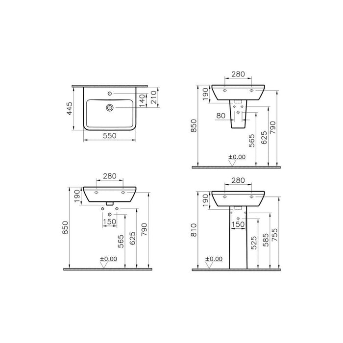 VitrA Integra 1TH Basin with Overflow - White - Unbeatable Bathrooms