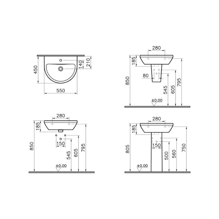 VitrA Integra 1TH Basin with Overflow - White - Unbeatable Bathrooms