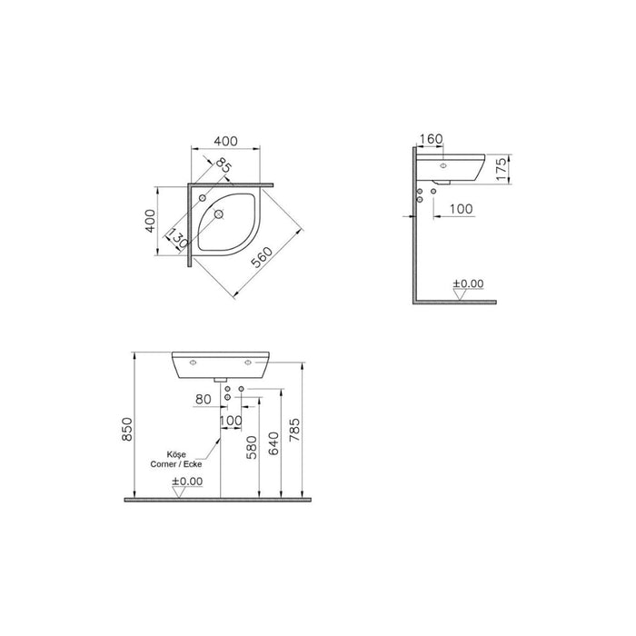 VitrA Integra 1TH Basin with Overflow - White - Unbeatable Bathrooms