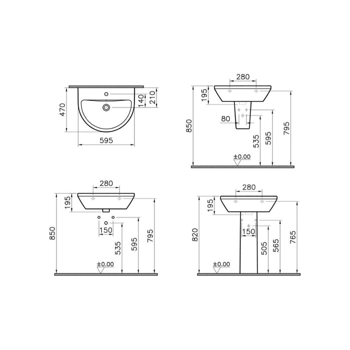 VitrA Integra 1TH Basin with Overflow - White - Unbeatable Bathrooms