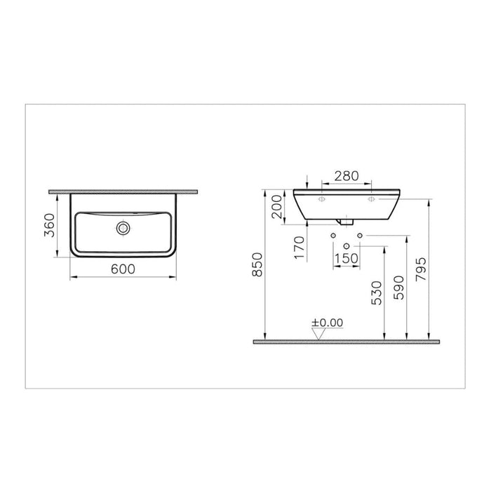 VitrA Integra Compact Basin with Overflow - White - Unbeatable Bathrooms