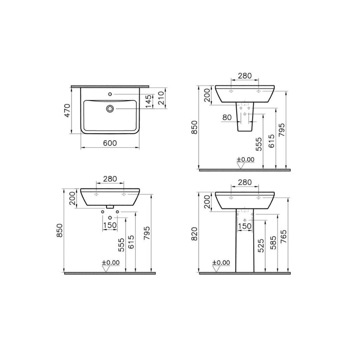 VitrA Integra 1TH Basin with Overflow - White - Unbeatable Bathrooms