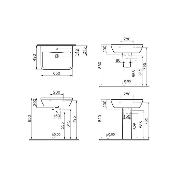 VitrA Integra 1TH Basin with Overflow - White - Unbeatable Bathrooms