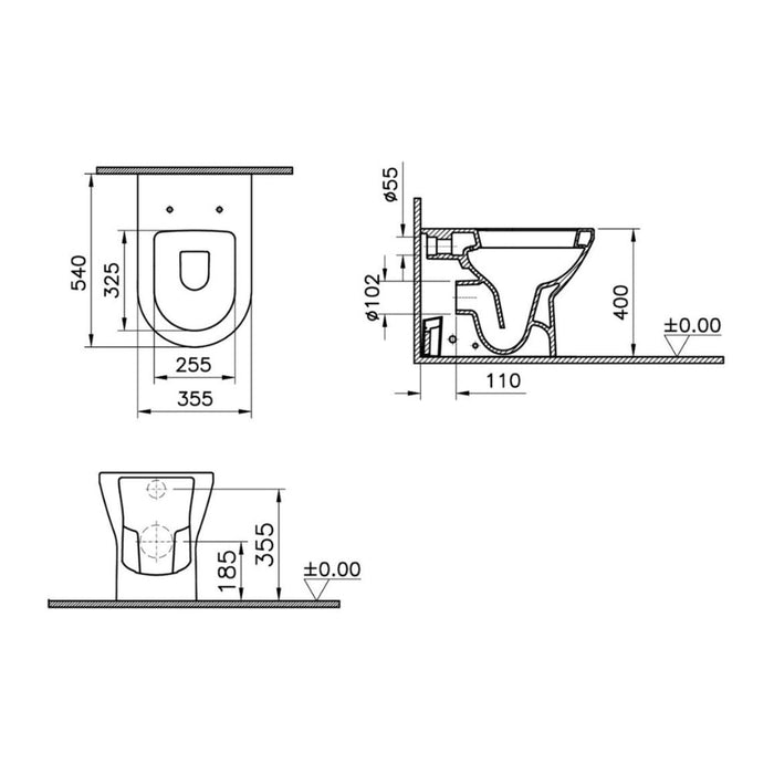 VitrA Integra Back to Wall Pan Only - White - Unbeatable Bathrooms