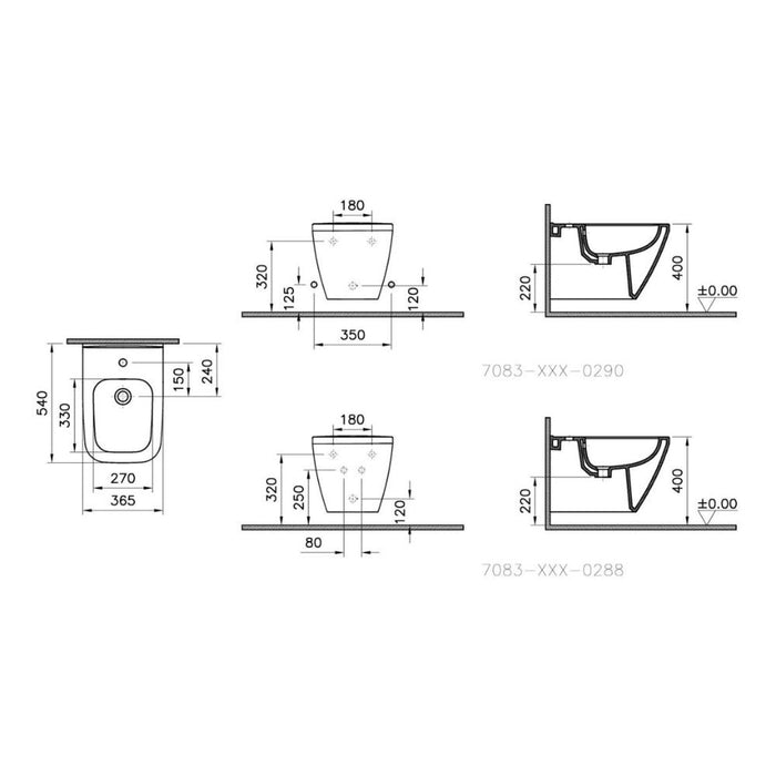 VitrA Integra Square Wall Hung Bidet - White - Unbeatable Bathrooms