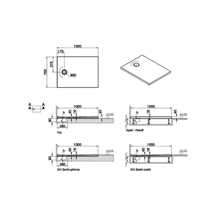 VitrA Leaf Rectangular Tray - Unbeatable Bathrooms