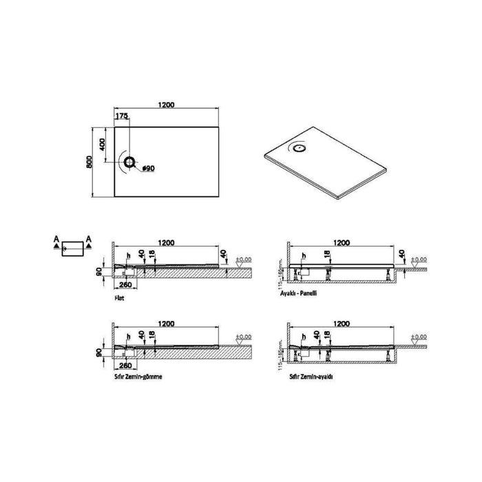 VitrA Leaf Rectangular Tray - Unbeatable Bathrooms
