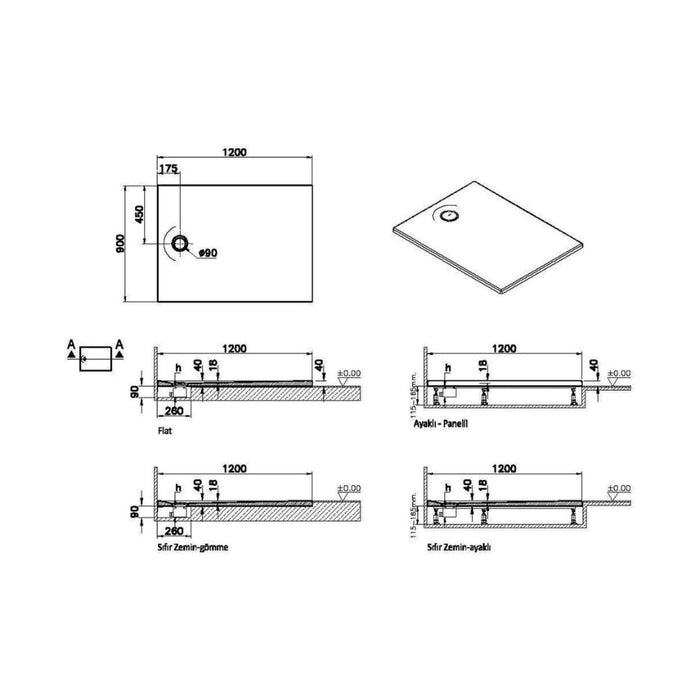 VitrA Leaf Rectangular Tray - Unbeatable Bathrooms