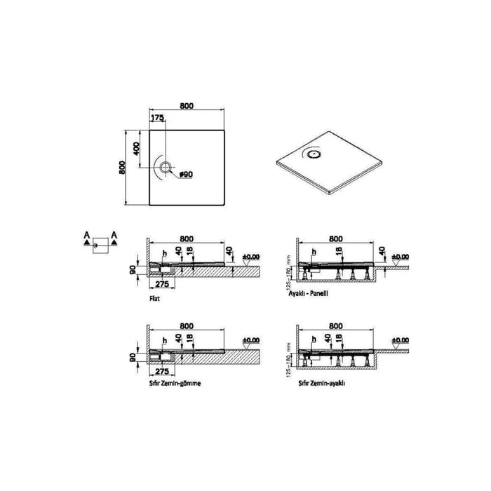 VitrA Leaf Square Tray - Unbeatable Bathrooms