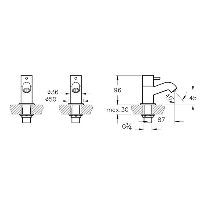 VitrA Minimax S Bath Pillar Taps- Chrome - Unbeatable Bathrooms