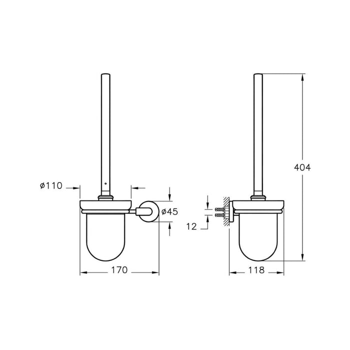 VitrA Minimax S WC Brush Holder - Chrome - Unbeatable Bathrooms