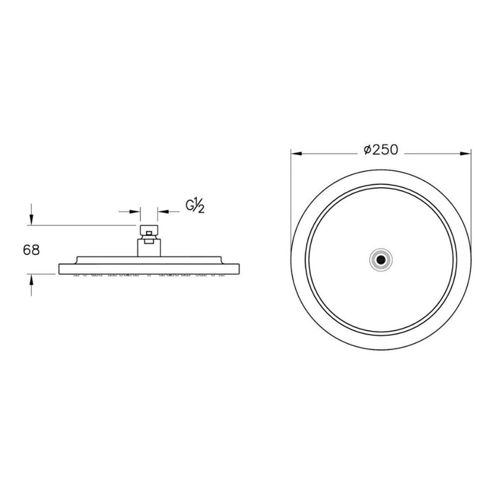VitrA Origin Classic 250mm Showerhead - Brushed Gold - Unbeatable Bathrooms
