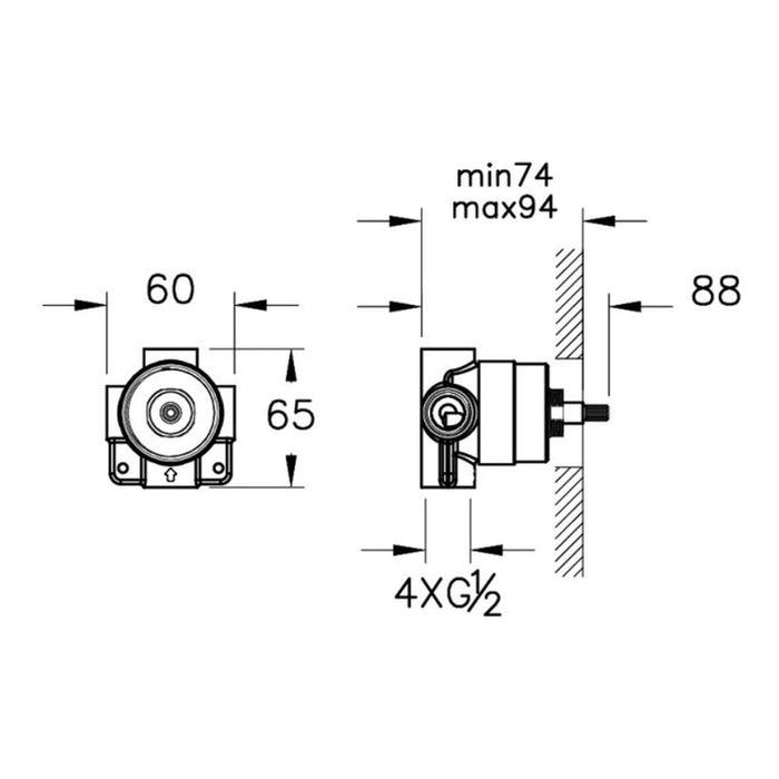 VitrA Origin Classic Concealed Part for Diverter - Chrome - Unbeatable Bathrooms