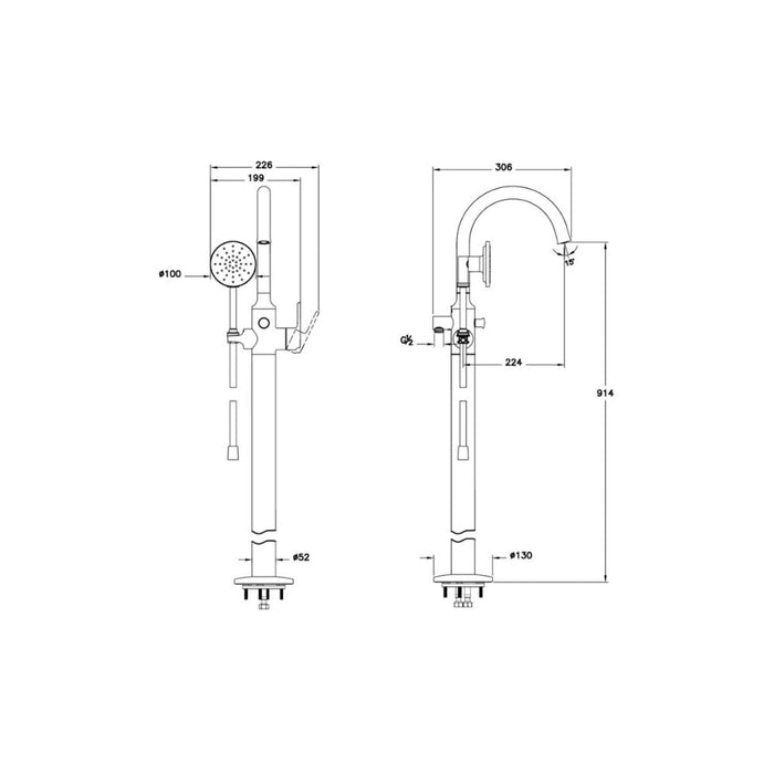 VitrA Origin Classic Floor Standing Bath/Shower Mixer - Unbeatable Bathrooms