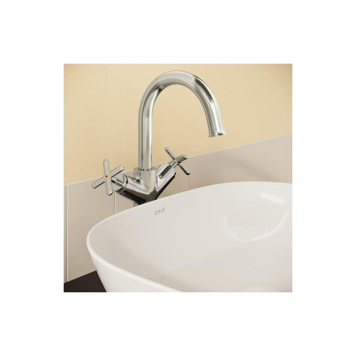 VitrA Origin Classic Tall Basin Mixer (Cross Handles) - Unbeatable Bathrooms