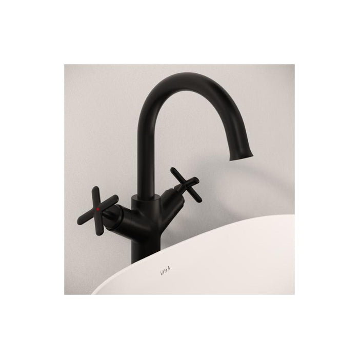 VitrA Origin Classic Tall Basin Mixer (Cross Handles) - Unbeatable Bathrooms