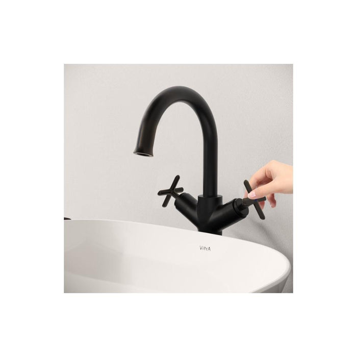 VitrA Origin Classic Tall Basin Mixer (Cross Handles) - Unbeatable Bathrooms