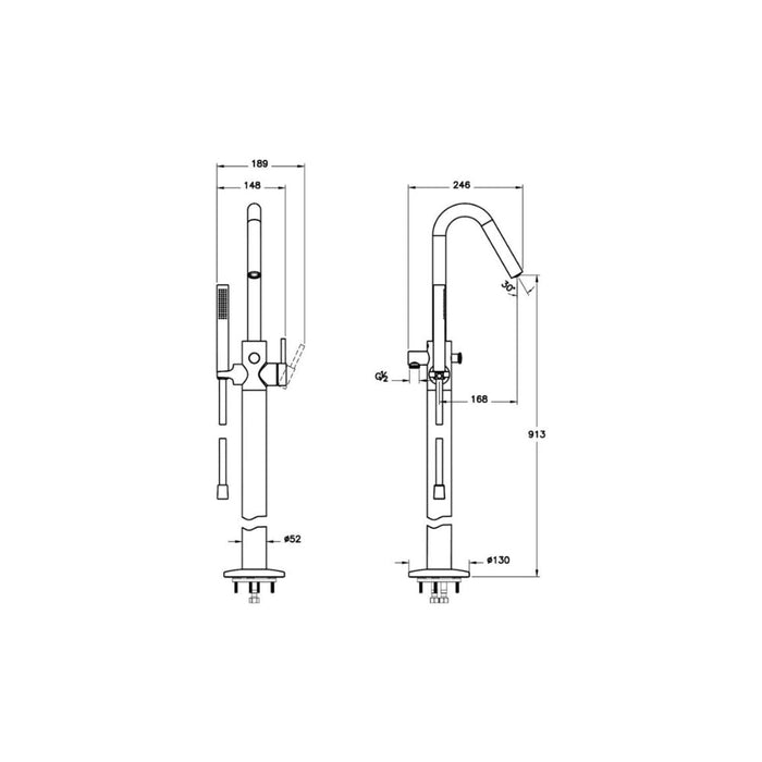 VitrA Origin Floor Standing Bath Filler - Unbeatable Bathrooms