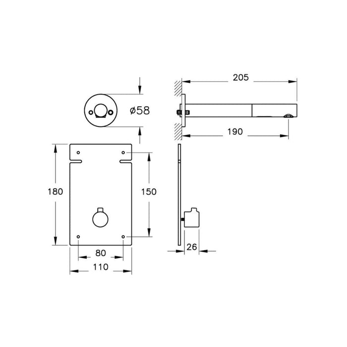 VitrA Origin Touch Free Wall Mounted Long Basin Mixer (Mains) - Unbeatable Bathrooms