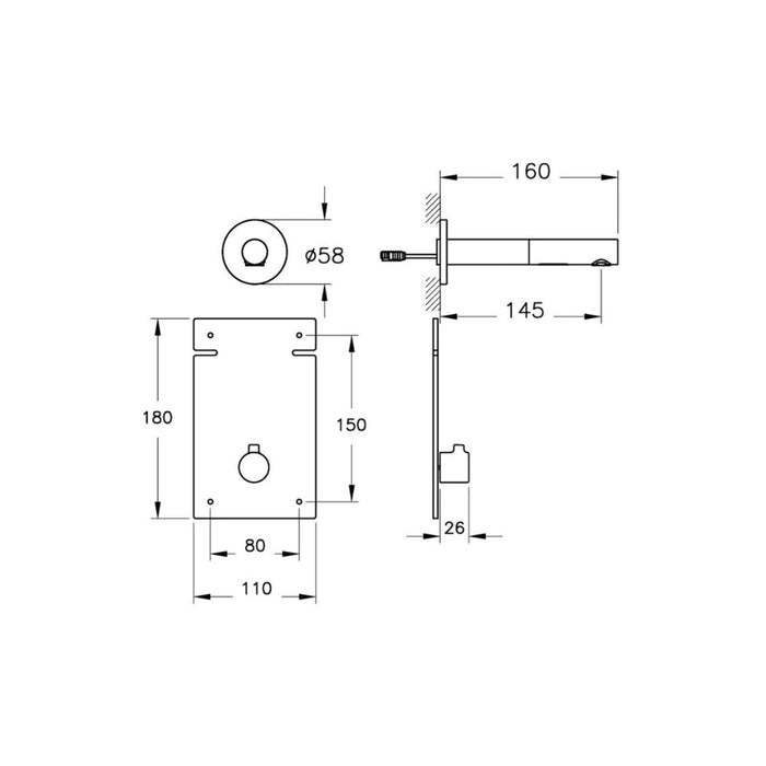 VitrA Origin Touch Free Wall Mounted Short Basin Mixer (Mains) - Unbeatable Bathrooms