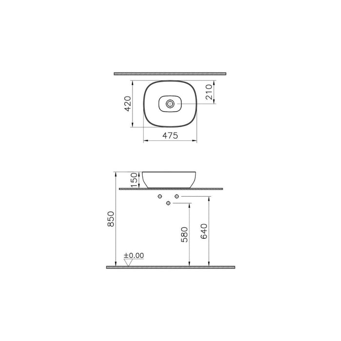 VitrA Outline Recycled 0TH Basin Only - Matt Taupe - Unbeatable Bathrooms