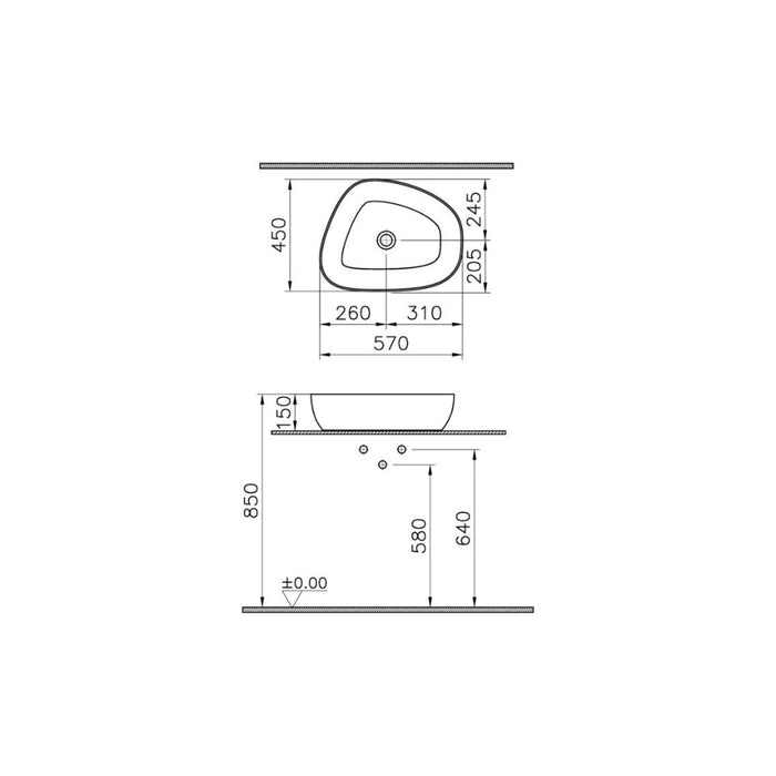 VitrA Outline Recycled 0TH Basin Only - Matt Taupe - Unbeatable Bathrooms