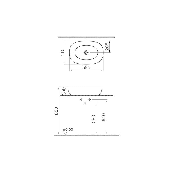 VitrA Outline Recycled 0TH Basin Only - Matt Taupe - Unbeatable Bathrooms