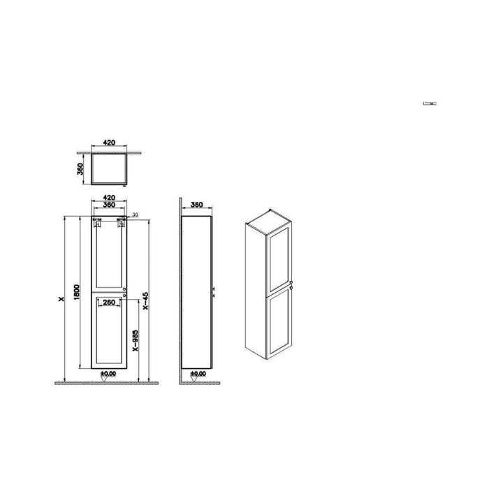 VitrA Root Classic 40cm 2 Door Tall Unit (LH Hinge) - Unbeatable Bathrooms