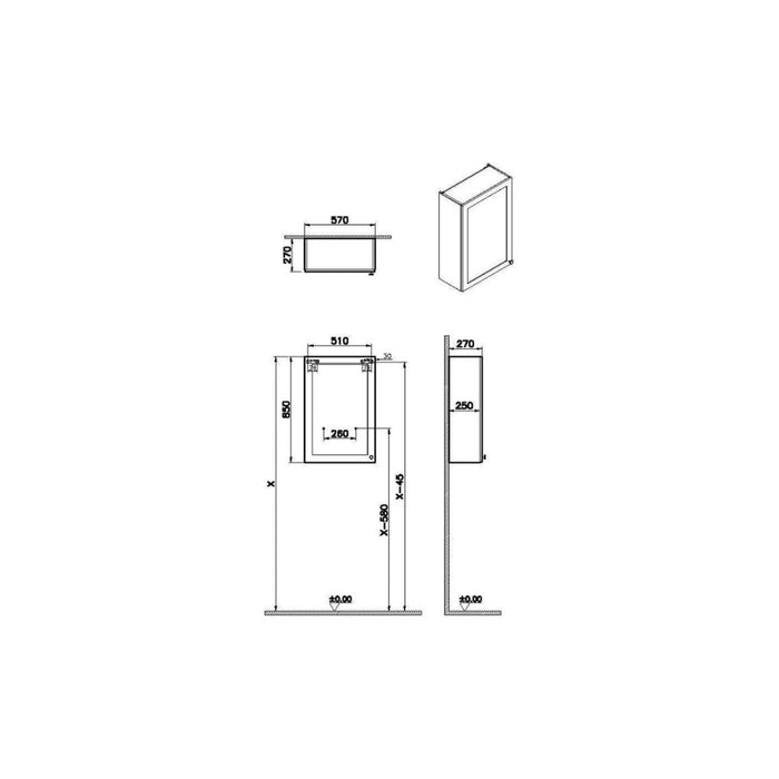 VitrA Root Classic 60cm 1 Door Upper/Wall Unit - Unbeatable Bathrooms