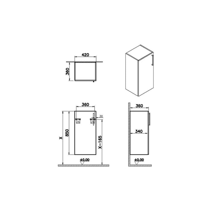 VitrA Root Flat 40cm 1 Door Lower/Base Unit - Unbeatable Bathrooms