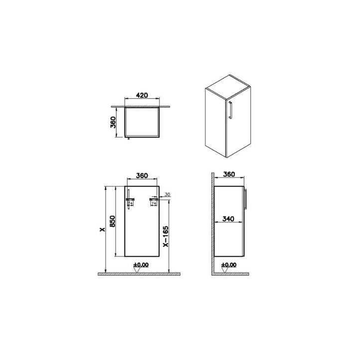 VitrA Root Flat 40cm 1 Door Lower/Base Unit - Unbeatable Bathrooms