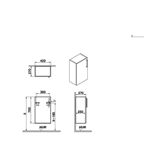 VitrA Root Flat 1 Door Slim Lower/Base Unit - Unbeatable Bathrooms