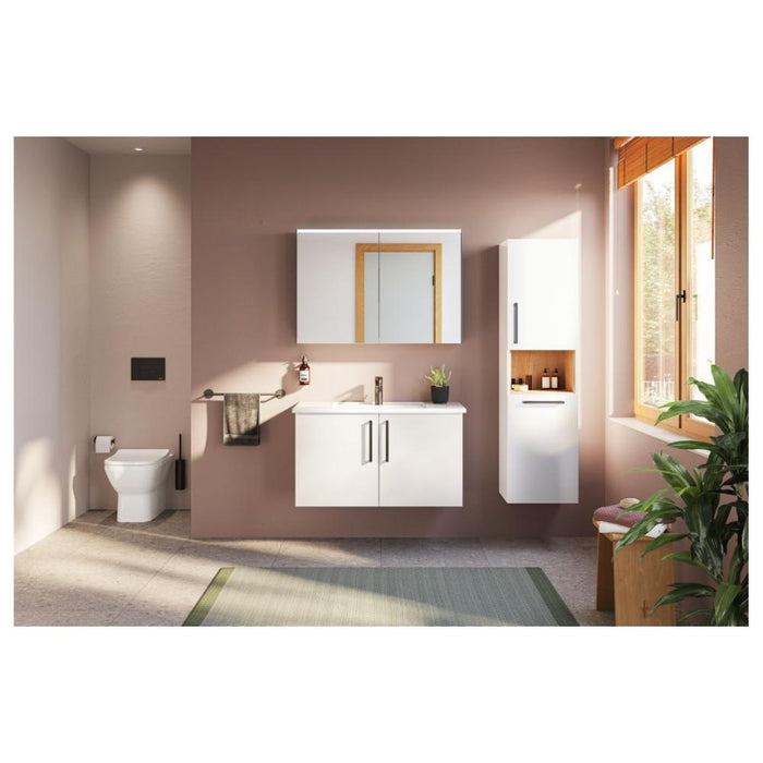 VitrA Root Flat 40cm 2 Door Semi-Tall Unit w/Laundry Basket - Unbeatable Bathrooms