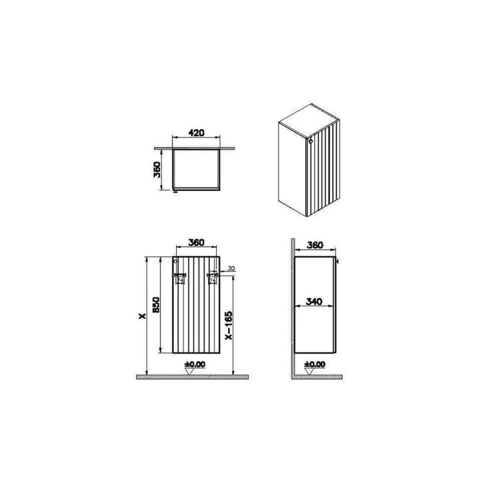 VitrA Root Groove 40cm 1 Door Lower/Base Unit - Unbeatable Bathrooms