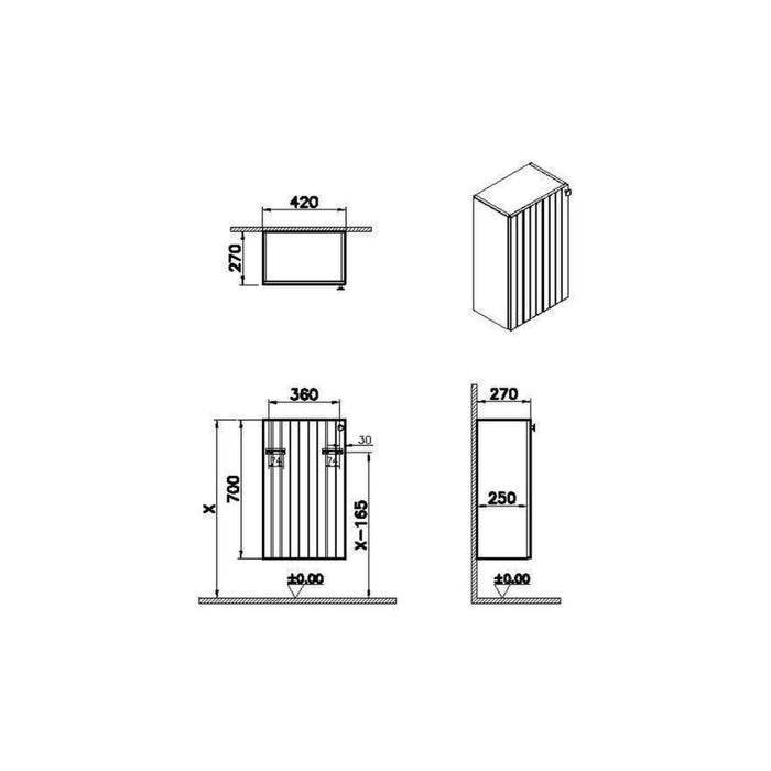 VitrA Root Groove 1 Door Slim Lower/Base Unit - Unbeatable Bathrooms